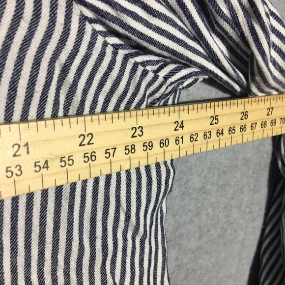 Womens Old Navy Blouse Tunic Length Striped Embroidery Floral Coastal Boho Beach - Picture 4 of 6